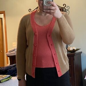 Brand new with tags. Size M, gibsonlook tan and coral sweater set